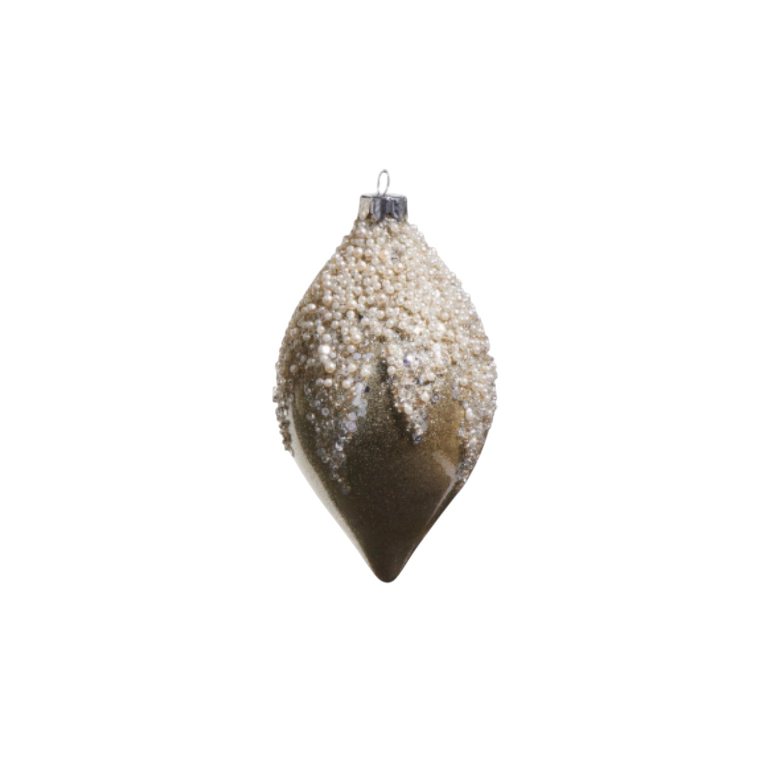 Pearl Frosted Taupe Ornament - 4-in. - Mellow Monkey