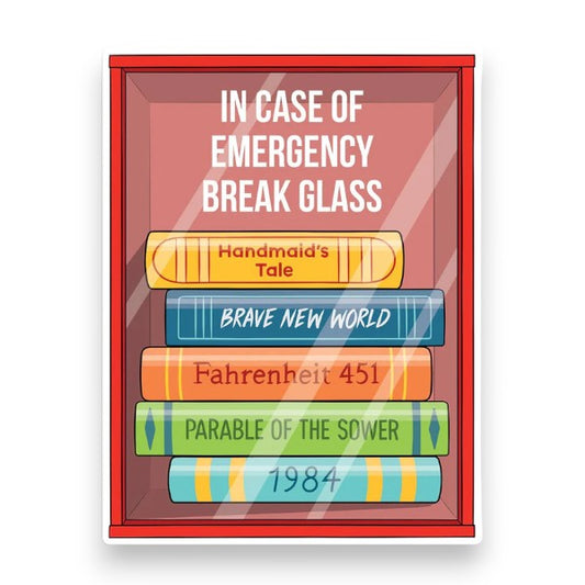 Books Break in Case of Emergency Die Cut Sticker - Mellow Monkey
