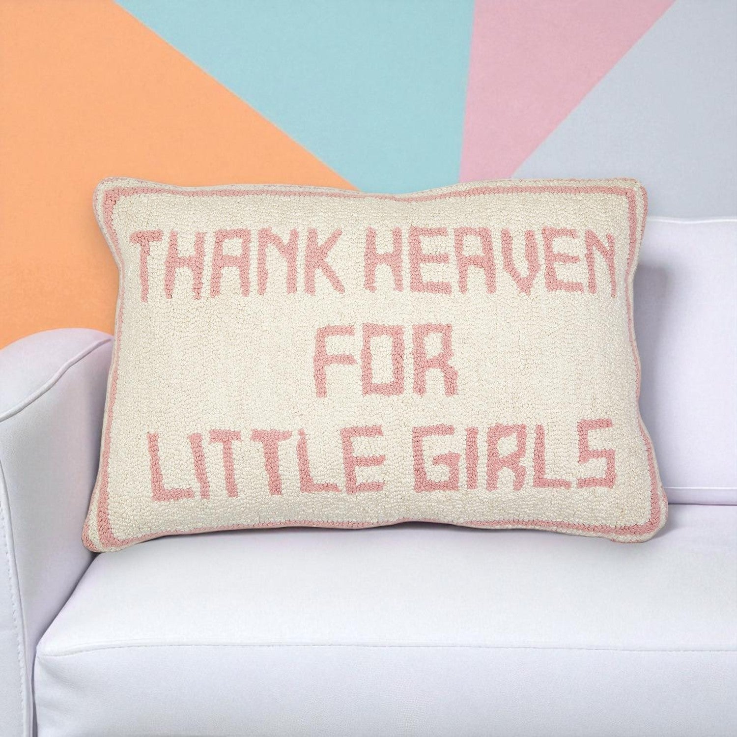 Thank Heaven For Little Girls - Embroidered Pillow - 17-1/2-in - Mellow Monkey
