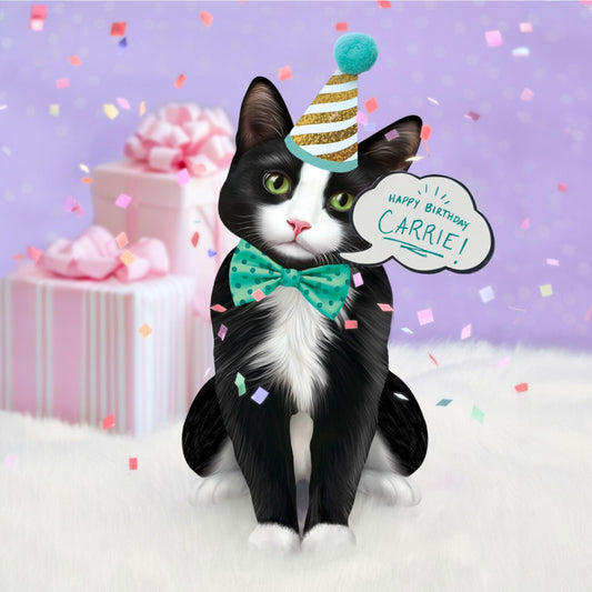 Tuxedo Cat - Freshcut Pop-Up Pet Greeting Card - Mellow Monkey