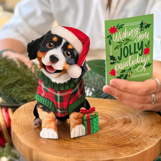 Christmas Puppy - Freshcut Paper Mini Pop-Up Greeting Card - Mellow Monkey