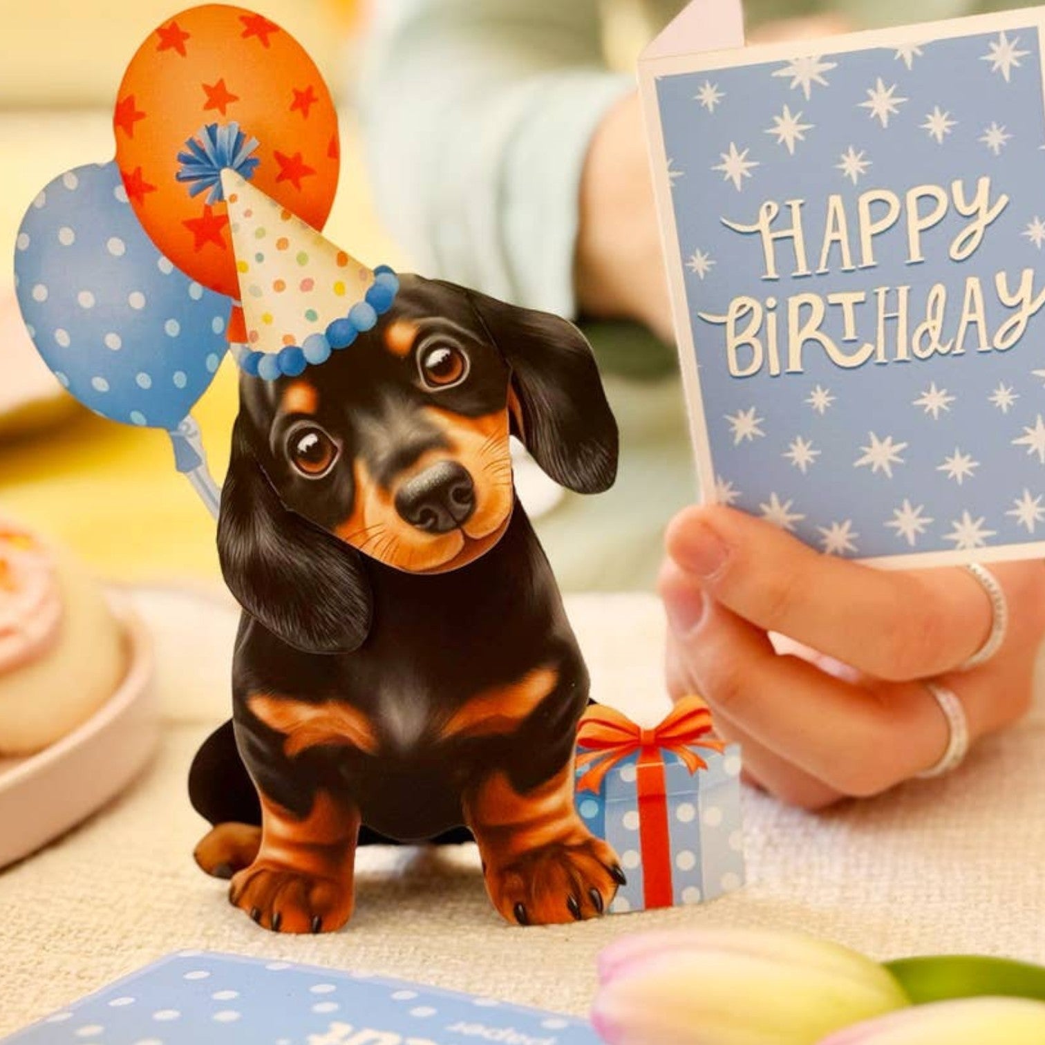 Birthday Puppy - Freshcut Paper Mini Pop-Up Greeting Card - Mellow Monkey