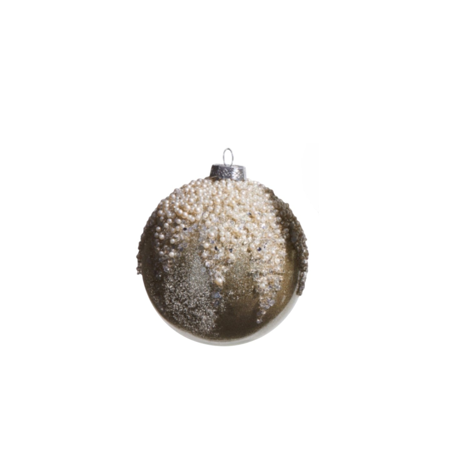 Pearl Frosted Taupe Ornament - 4-in. - Mellow Monkey