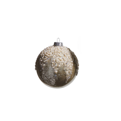 Pearl Frosted Taupe Ornament - 4-in. - Mellow Monkey