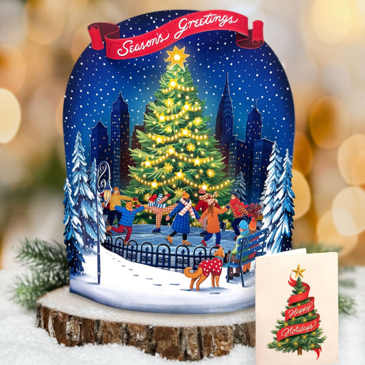 Christmas Skating Scene Pop-Up Greeting Card - Mellow Monkey