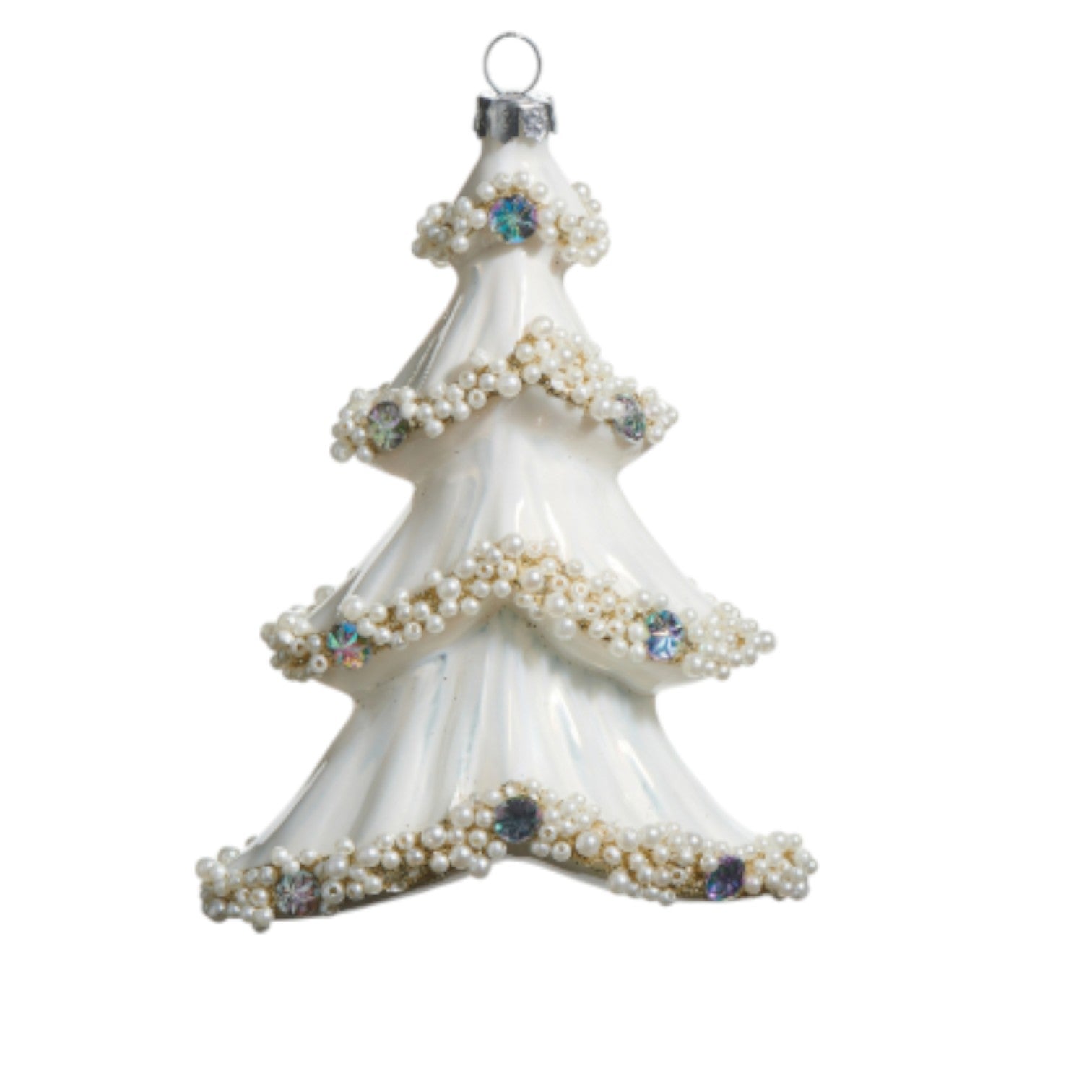 Pearl Trimmed Tree Ornament - 5-in. - Mellow Monkey