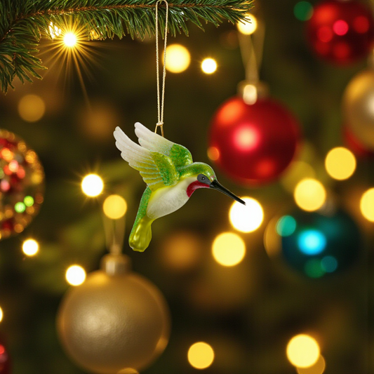 Glittered Hummingbird Ornament - 4-in. - Mellow Monkey