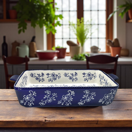 Floral Lace Blue Baker - 13 x 9-in - Temp-tations - Mellow Monkey