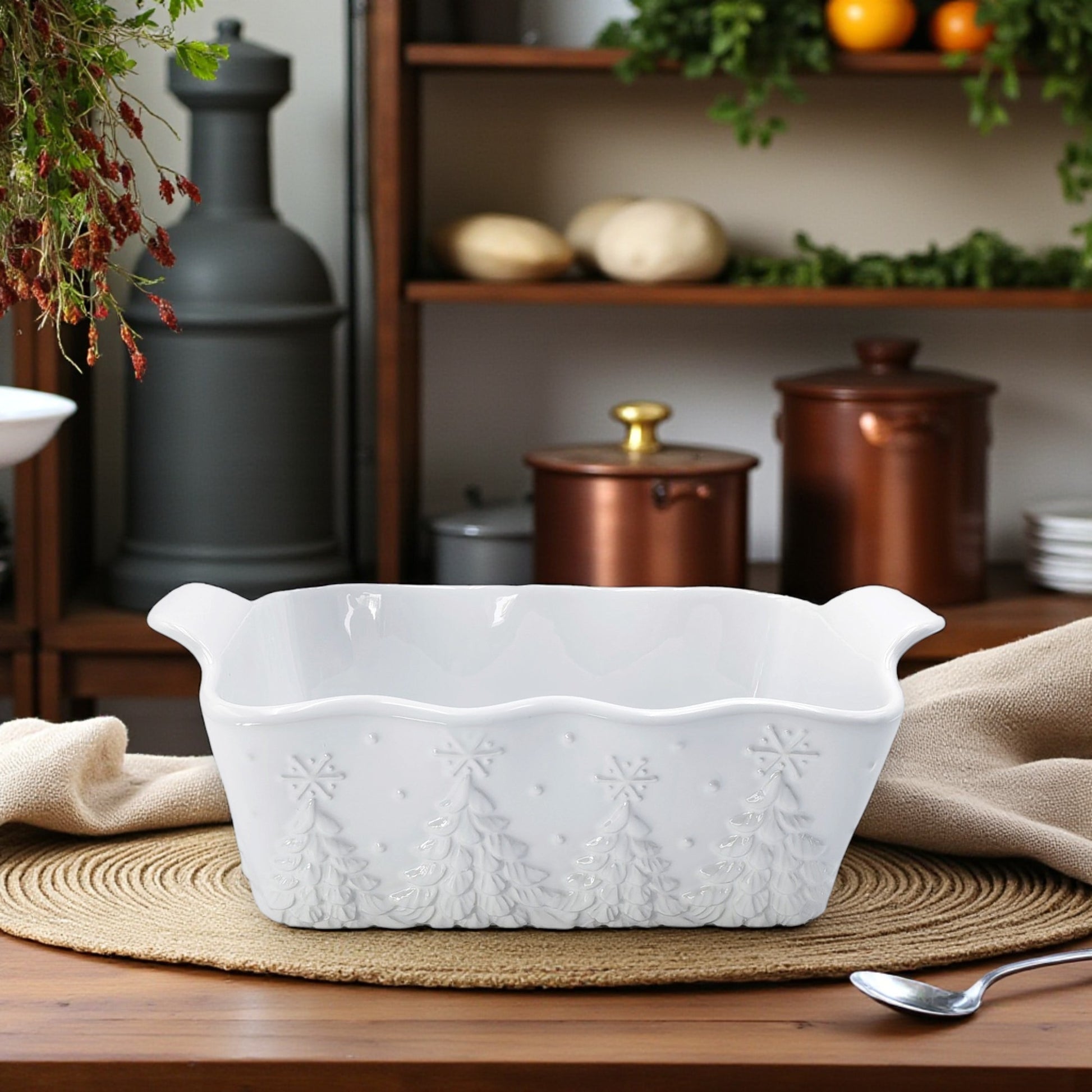 Frosty Forest White Loaf Pan - 1.75-QT - Temp-tations - Mellow Monkey