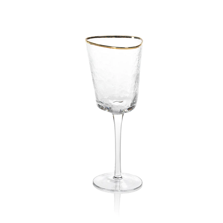 Aperitivo Triangular Wine Glass - Clear With Gold Rim - Mellow Monkey