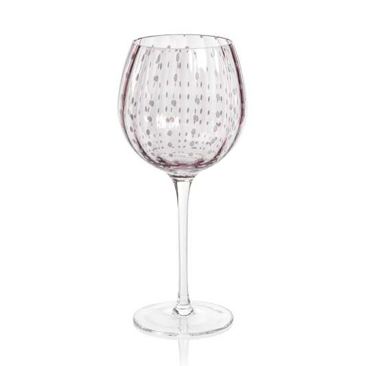 Portofino White Dot Wine Glass - Purple - Mellow Monkey