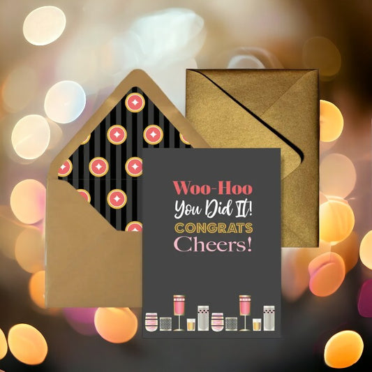 Woohoo You Did It! Congrats, Cheers! - Congratulations Greeting Card - Mellow Monkey