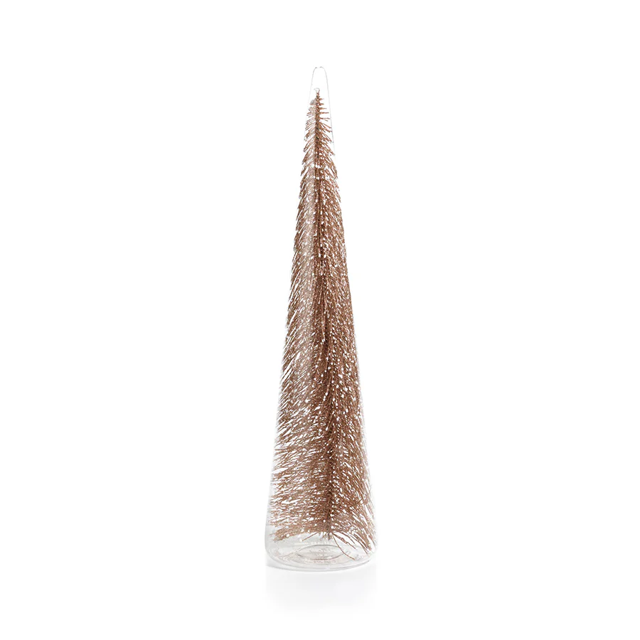 Clear Glass Decorative Tree with Glitter - Champagne - Mellow Monkey