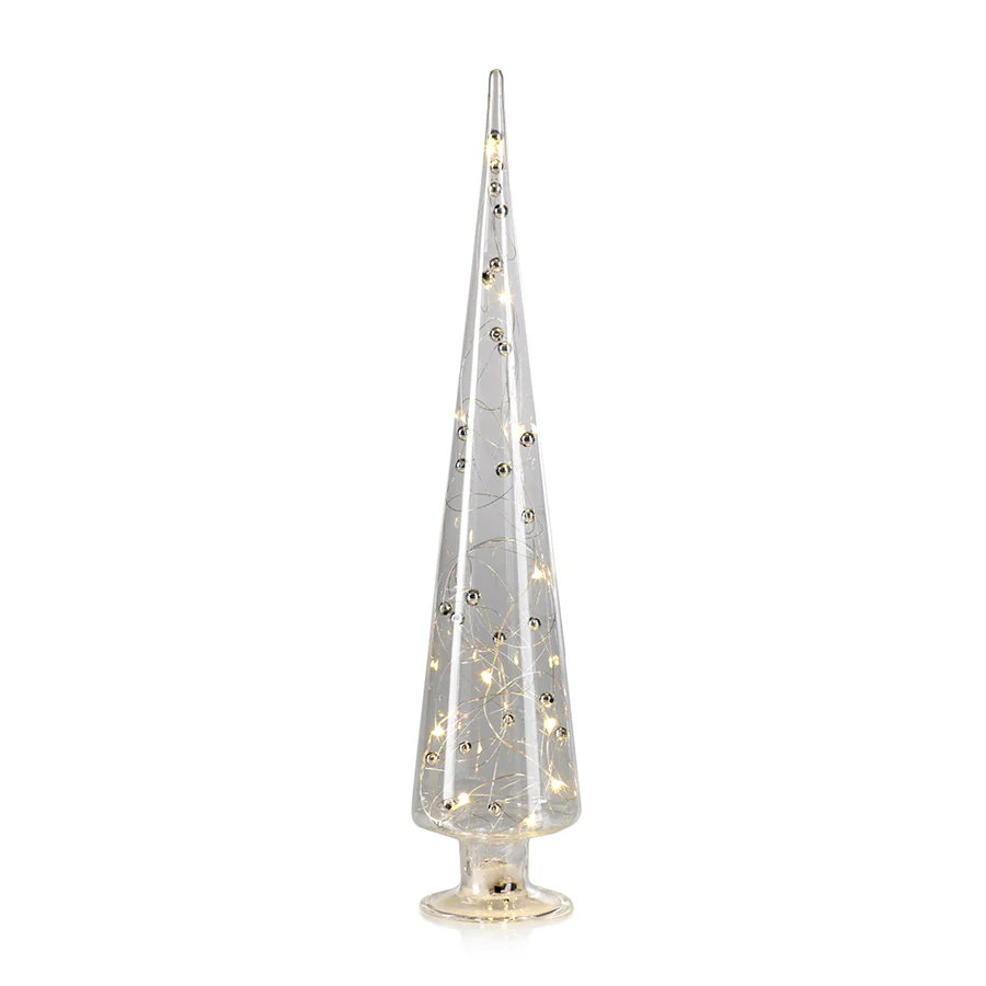 LED Glass Tree With Silver Beads - Mellow Monkey