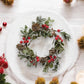 Faux Boxwood Wreath With Pinecones And Red Berries - 4-in - Mellow Monkey