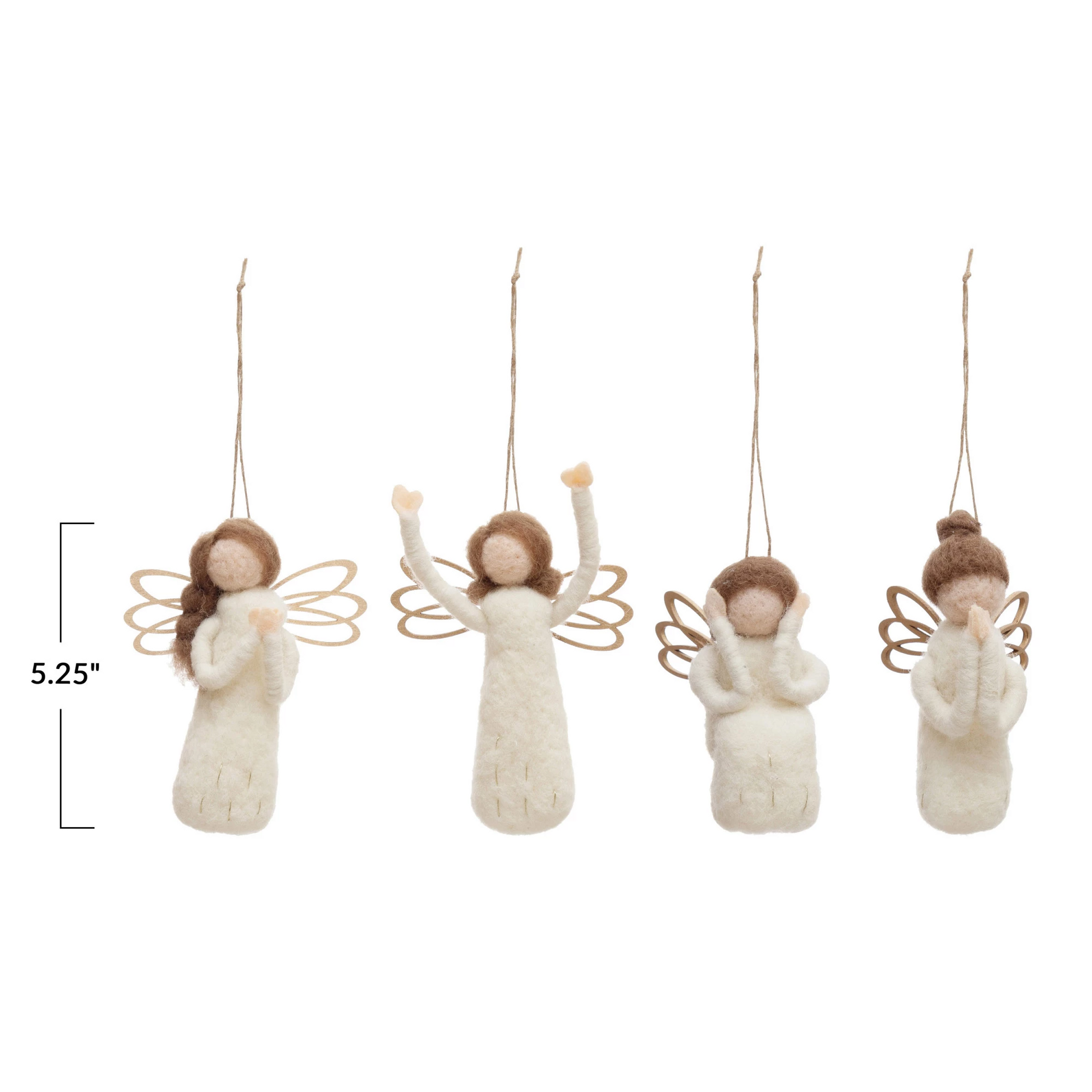 Angel - Wool Felt Ornament - 5-in - Mellow Monkey
