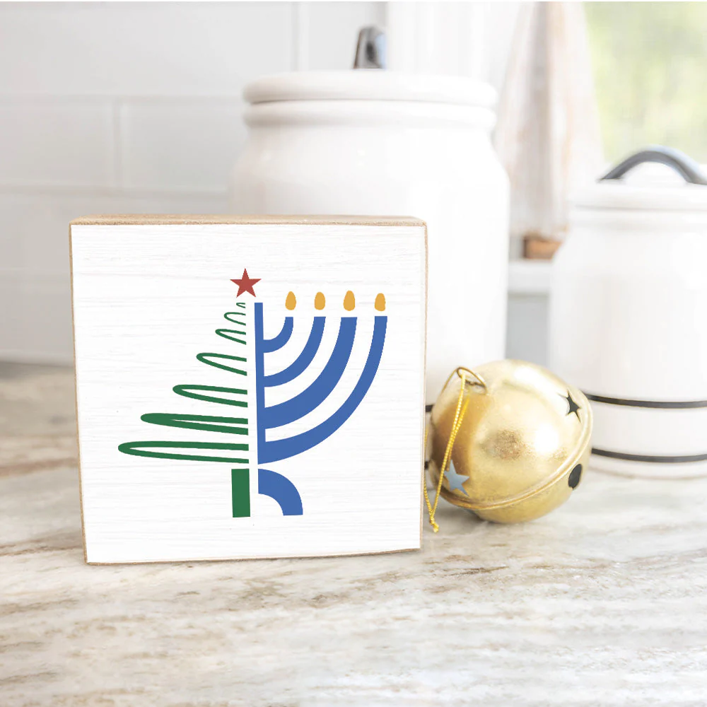 Christmas Hanukkah Wood Block - - Mellow Monkey