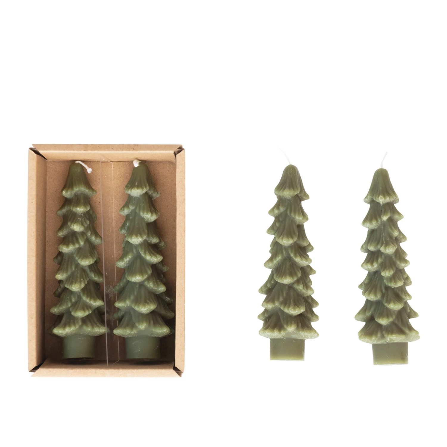 Unscented Tree Shaped Taper Candles - Set of 2 - 4-3/4"H - Mellow Monkey