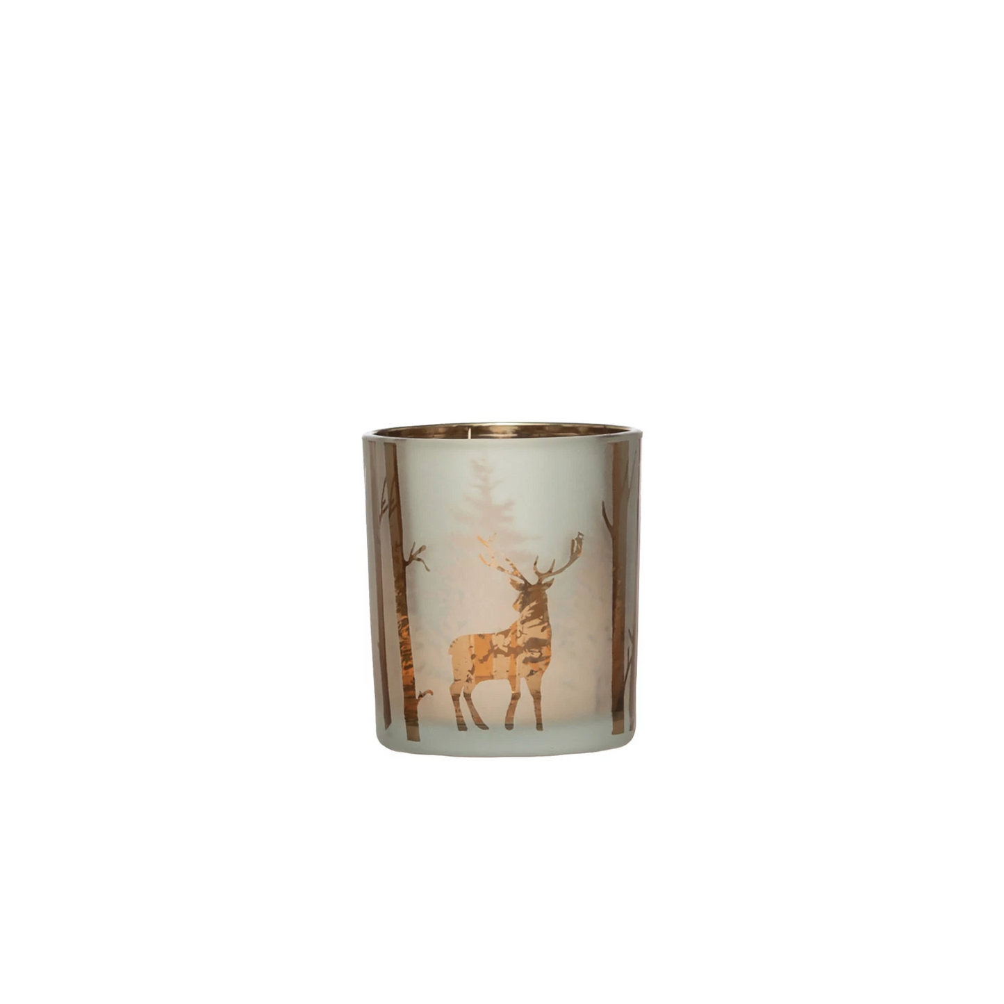 Two Tone Mercury Votive Holder with Etched Winter Scene - 3-in - Mellow Monkey