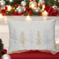 Fabric Blend Lumbar Pillow with Metallic Embroidered Trees - 22-in - Mellow Monkey