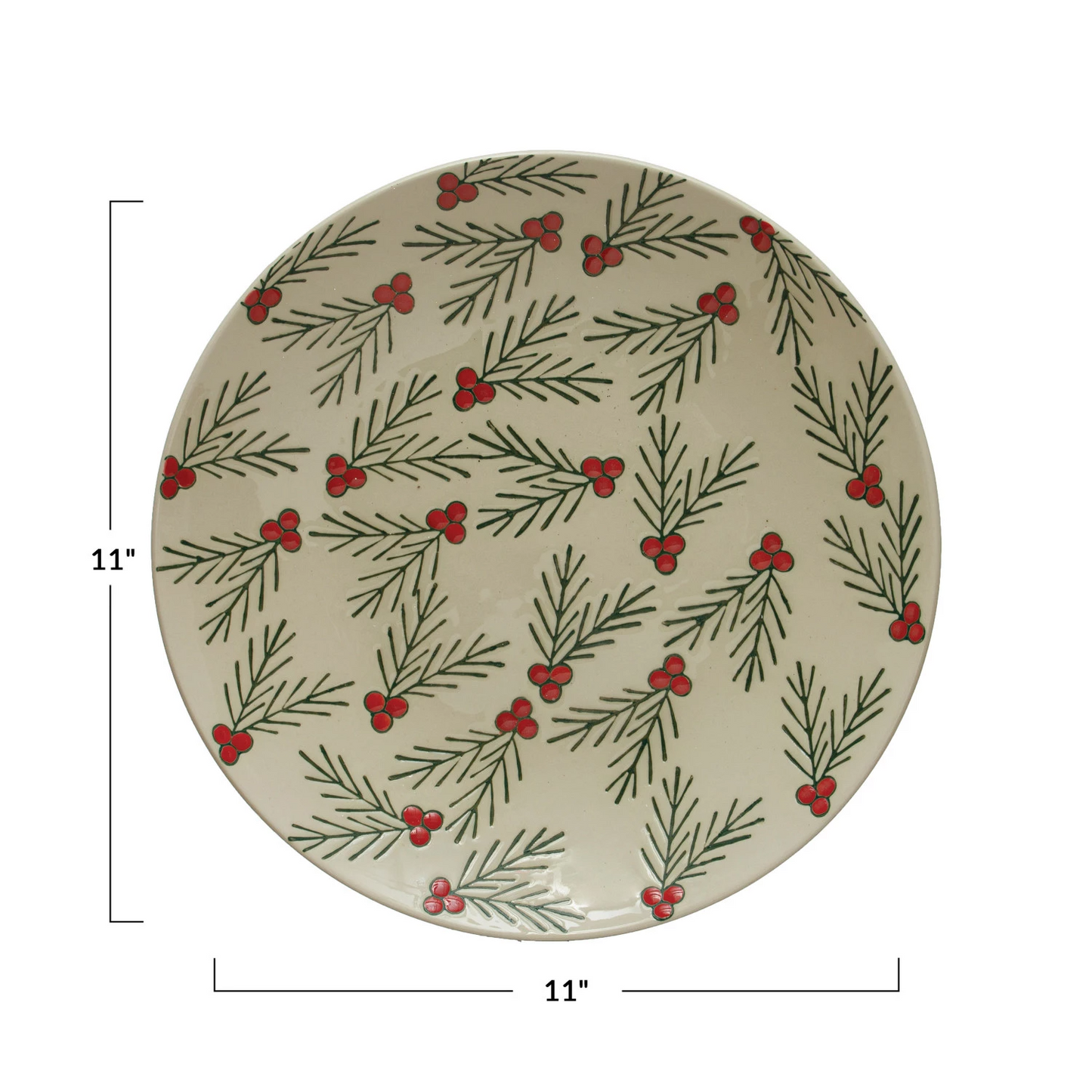 Hand-Painted Stoneware Plate w/ Wax Relief Berries - 11" - Mellow Monkey