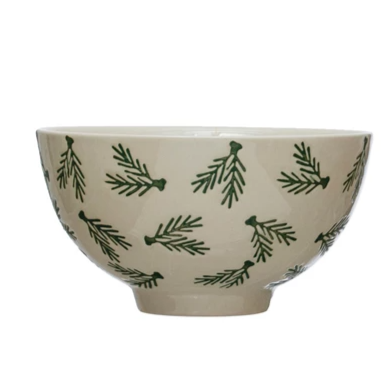 Hand Painted Stoneware Bowl with Holiday Motif - 4-1/2-in