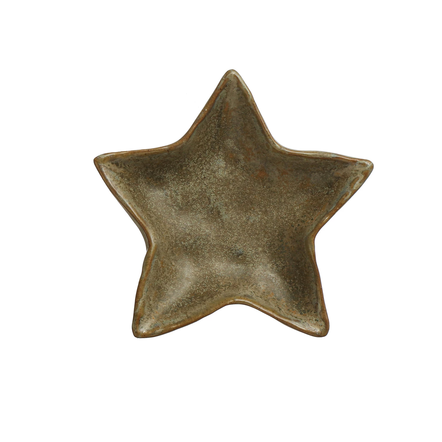 Stoneware Star Shaped Plate - Reactive Glaze in Green -4-in - Mellow Monkey