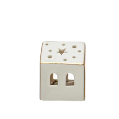 LED Cream Stoneware House with Gold Electroplating - Mellow Monkey