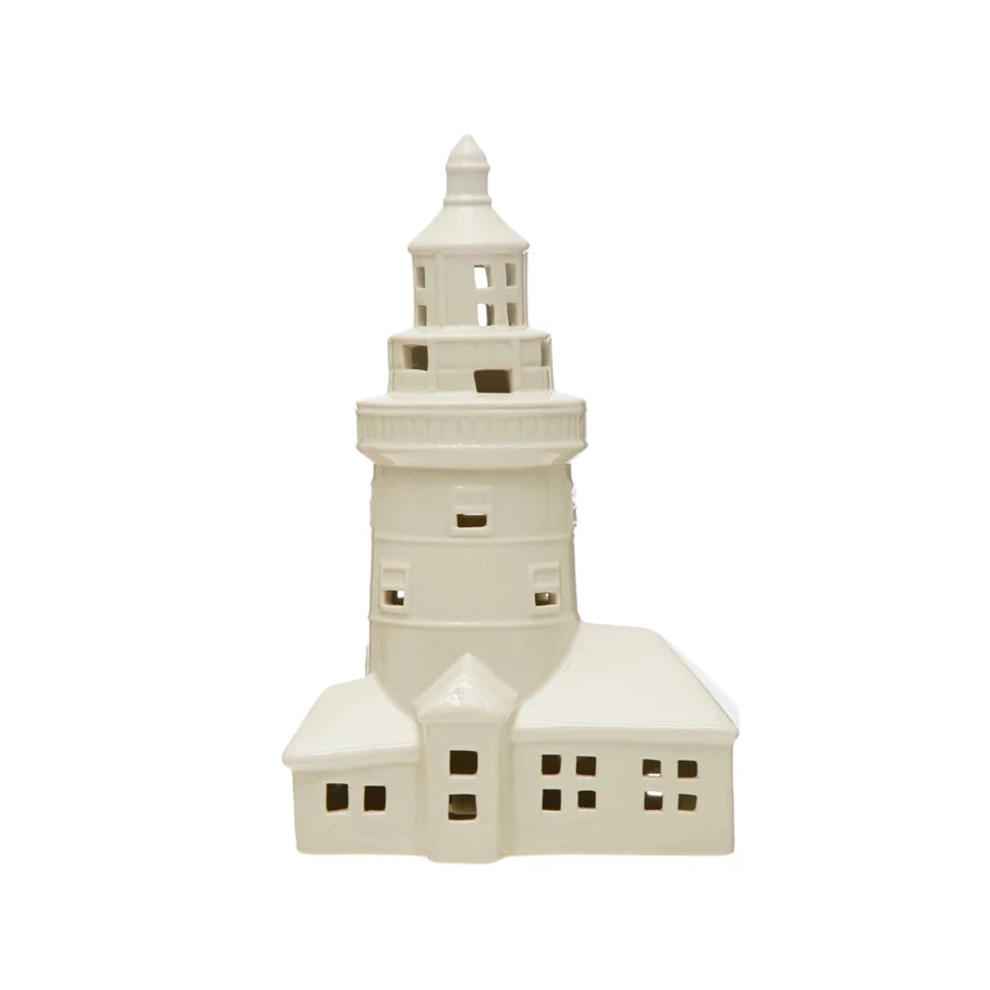 Lighted Stoneware Lighthouse - Style D - Mellow Monkey