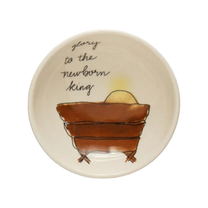 Christmas Imagery Round Stoneware Dish - 3-1/2-in - Mellow Monkey