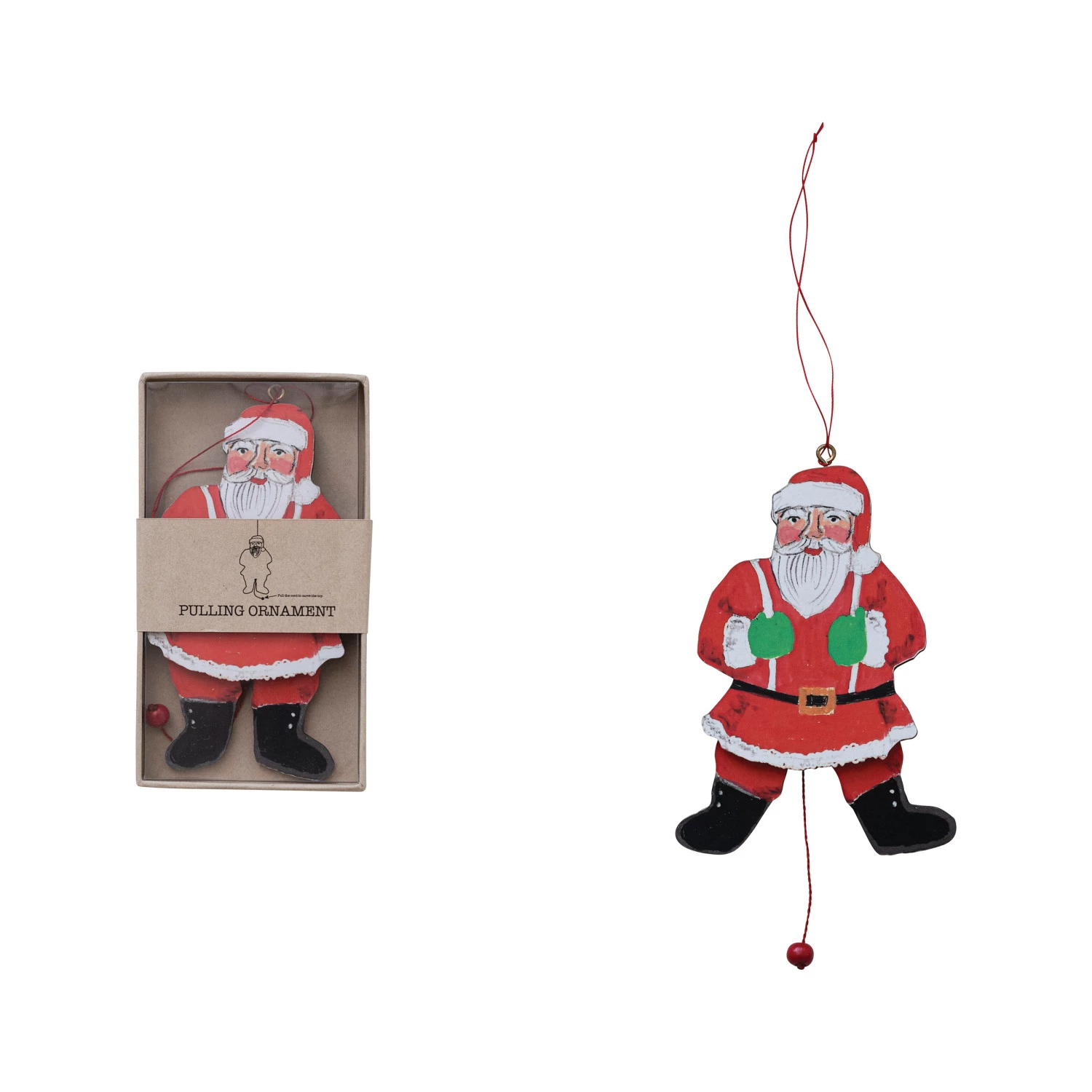 Recycled Paper Santa Pull Ornament - Mellow Monkey