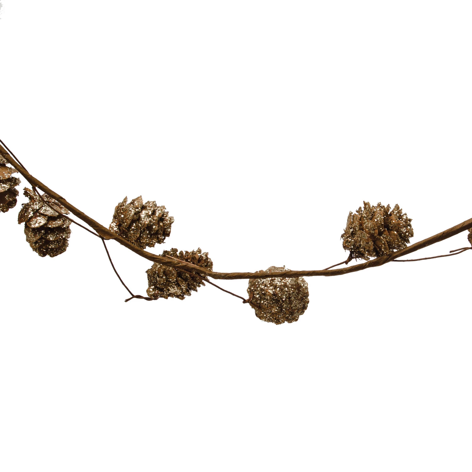 Natural Pinecone Garland with Gold Glitter - 72" - Mellow Monkey