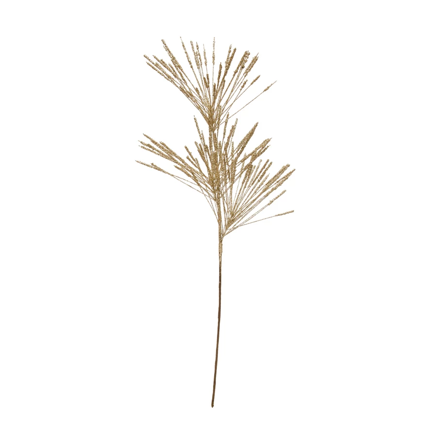 Faux Long Needle Pine Champagne Finish Spray - 28" - Mellow Monkey