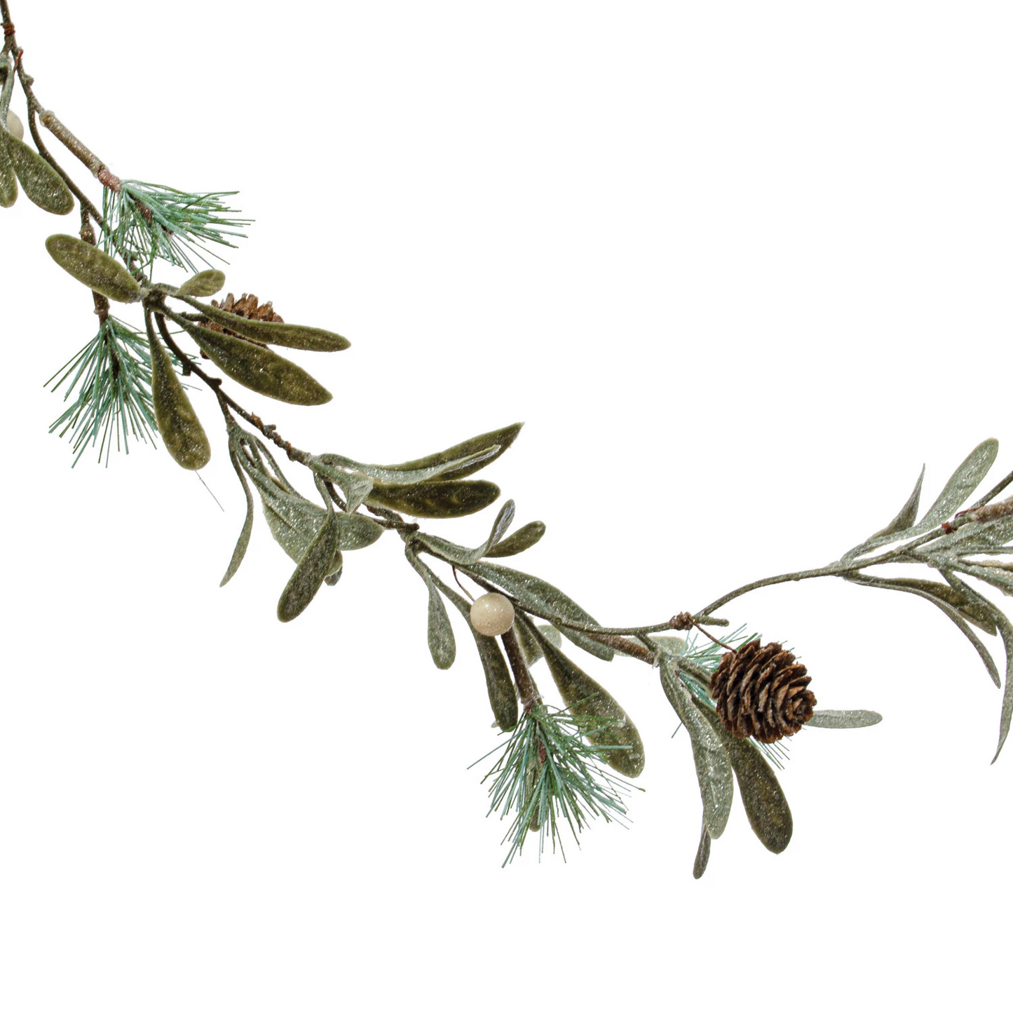 Faux Pine Garland with Mistletoe and Pinecones - 72-in