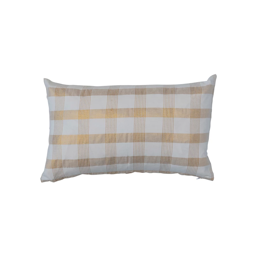 Plaid Cotton Lumbar Pillow - 24"