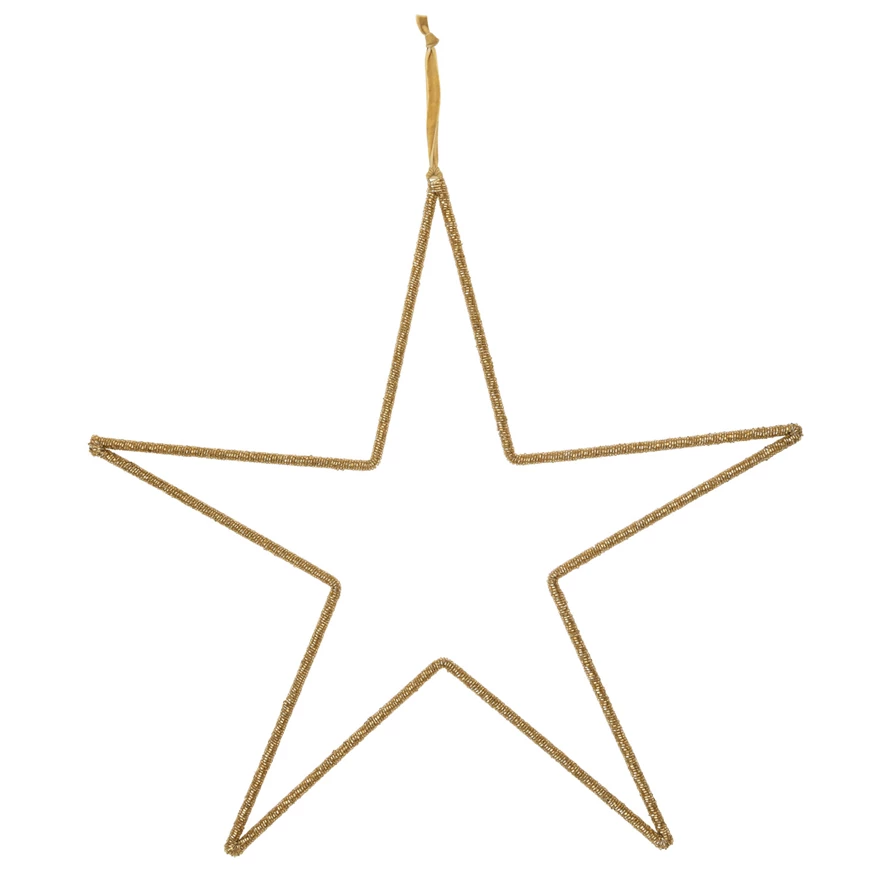 Hanging Metal And Glass Bead Star - 20 inches - Mellow Monkey