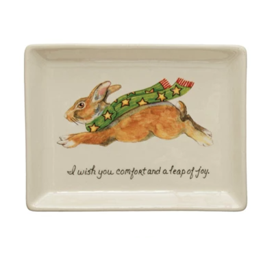 Hare Wish Stoneware Plate - 6-in x 4-in