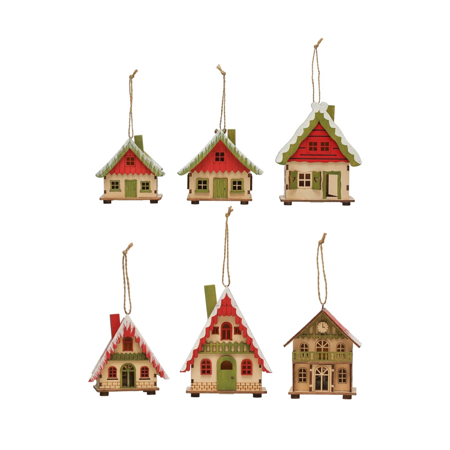 Wood Laser Cut Lighted House Ornament - Mellow Monkey