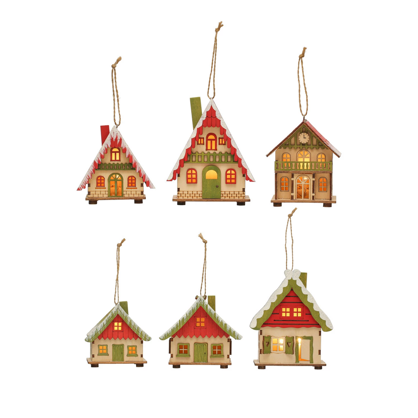 Wood Laser Cut Lighted House Ornament - Mellow Monkey