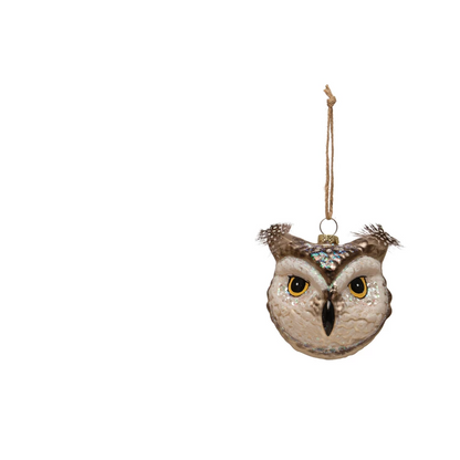 Hand Painted Glass Owl Ornament - 3-1/2-in - Mellow Monkey