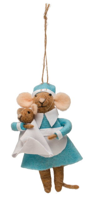 Wool Felt Professional Mouse Ornament - 5"H - Mellow Monkey
