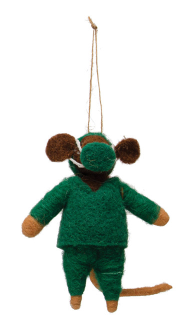 Wool Felt Professional Mouse Ornament - 5"H - Mellow Monkey