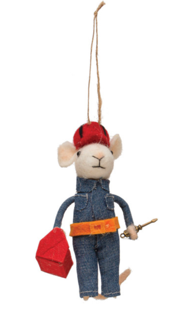 Wool Felt Professional Mouse Ornament - 5"H - Mellow Monkey