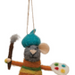 Wool Felt Artistic Mouse Ornament - 5"H