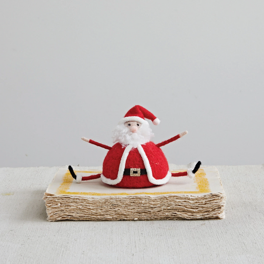 Wool Felt Sitting Santa - 7-3/4-in - Mellow Monkey