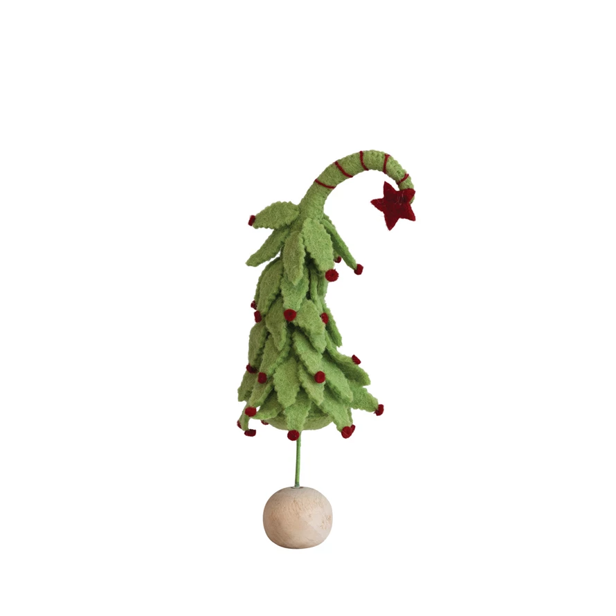 Wool Felt Curved Tree with Star - 11-in - Mellow Monkey