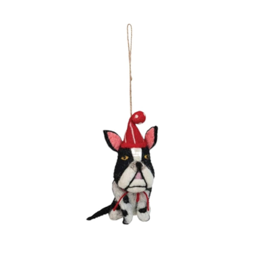 Handmade Wool Felt Dog Ornament with Embroidery - 5-in - Mellow Monkey