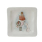 Stoneware Dish With Holiday Girl Imagery - 4-in Square - Mellow Monkey