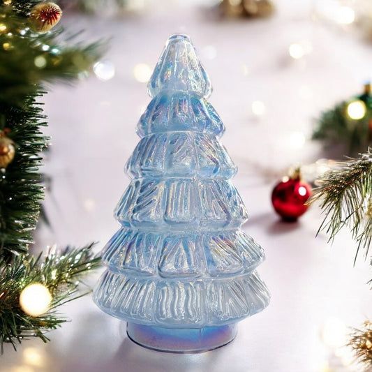 Iridescent Blue Recycled Glass Tree - 8-in - Mellow Monkey