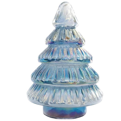 Iridescent Blue Recycled Glass Tree - 6-in - Mellow Monkey